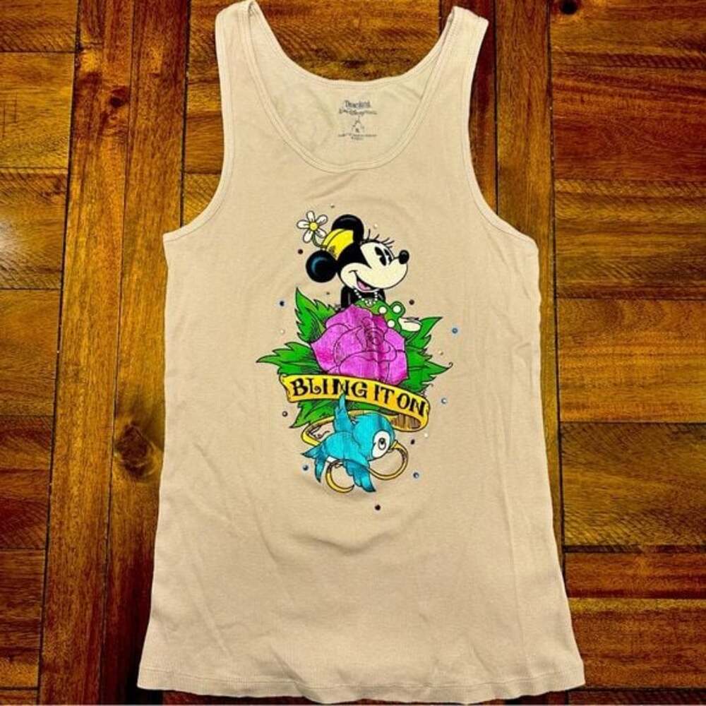 Minnie Mouse Tank Top Disney “Bling it in” tan y2k